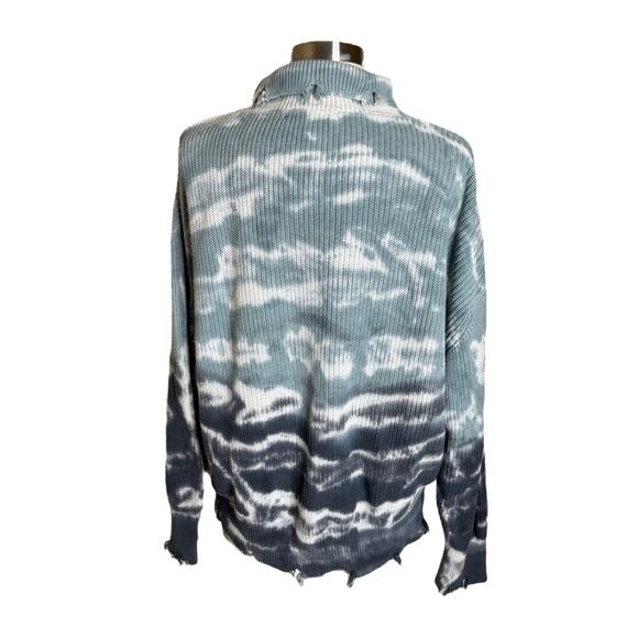 Young Fabulous and Broke Cameron Turtleneck Distressed Sweater Blue Women’s S‎ M - Picture 3 of 10